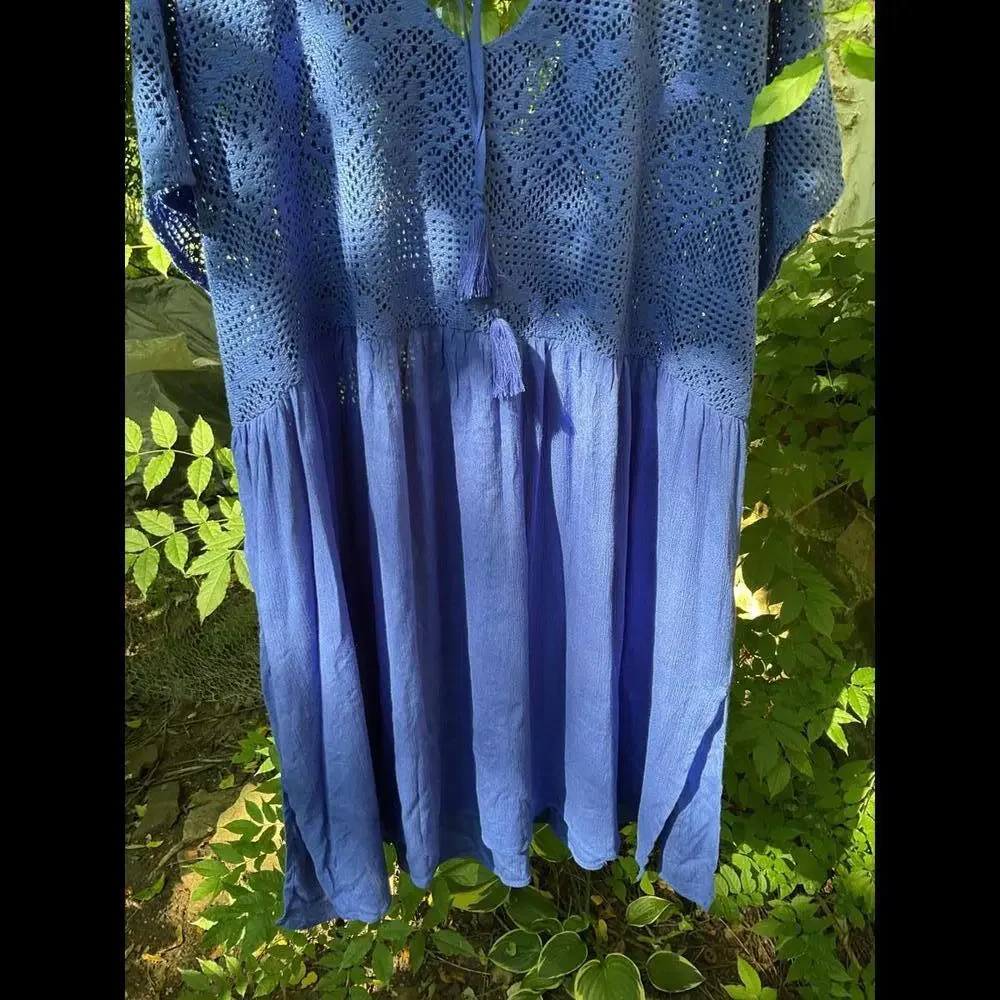 Cotton Bleu Crochet CoverUp/Dress Size 1X Oversized - Picture 10 of 10